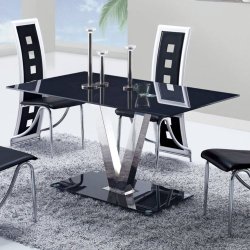 Global Furniture Dining Table with Black/Stainless Steel Legs