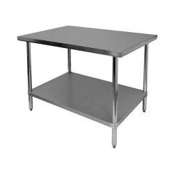 GSW Commercial Flat Top Work Table with Stainless Steel Top, 1 Galvanized Undershelf & Adjustable Bullet Feet, 30″W x 48″L x 35″H, NSF Approved