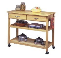 Home Styles 5216-95 Solid Wood Top Kitchen Cart, Natural Finish