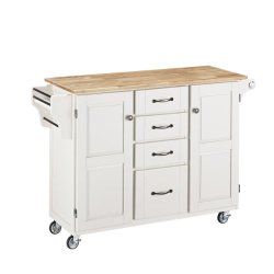 Home Styles 9100-1021 Create-a-Cart 9100 Series Cuisine Cart with Natural Wood Top, White, 52-1/2-Inch