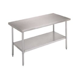 John Boos FBLG4830  E Series Stainless Steel 430 Budget Work Table, Adjustable Undershelf, Flat Top, Galvanized Legs, 48″ Length x 30″ Width
