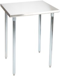 John Boos ST6-2430GBK Stainless Steel Stallion Work Table, Adjustable Galvanized Legs and Bracing, Flat Top, 30″ Length x 24″ Width