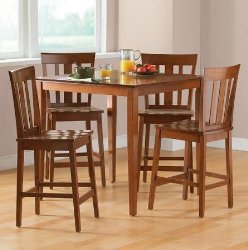 Mainstays 5-piece Counter Height Dining Set, Warm Cherry Finish