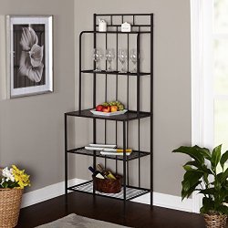 Metal Kitchen Bakers Rack – Indoor Bakers Rack, Black; the Perfect Pantry Rack for Your Kitchen or Dining Area