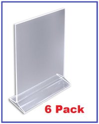 (Pack of 6) ChefLand 5″ x 7″ Acrylic Sign Holder / Clear Table Card Display / Plastic Upright Menu Ad Frame.