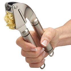 Professional Garlic Press Complete Bundle From Qlty First, Offers Quick and Easy to Clean Garlic Crusher  Silicone Peeler, Cleaning Brush and FREE Garlic Recipe Ebook