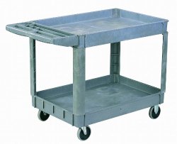 Sandusky Lee PUC174033-2 Heavy-Duty Plastic Utility Cart, 2 Shelves, 33″ Width x 40″ Height x 17″ Depth, Gray