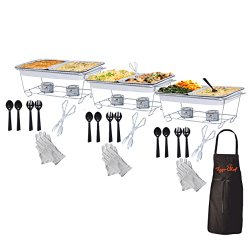 Tiger Chef Chafer Set Full Size Disposable Wire Chafer Stand Kit Best Party Chafer Kit 40 Piece Set includes White Waitress Gloves