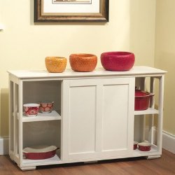 TMS Pacific Stackable Storage with Wood Door, Antique White