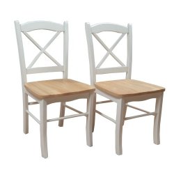 TMS Tiffany Dining Chair, Set of 2, White/Natural