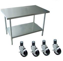 Work Table with 4 Casters Wheels Stainless Steel Food Prep Worktable 18