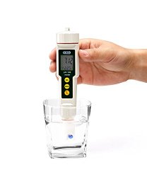 Dr. Meter® PH100 0.01 Resolution High Accuracy Pocket Size pH Meter with ATC, 0-14pH Measurement Range, White