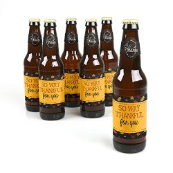 Give Thanks – Thanksgiving Beer Bottle Label Stickers – Set of 6