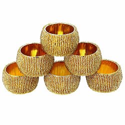 Handmade Indian Gold Beaded Napkin Rings – Set of 6 Rings
