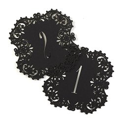 Hortense B. Hewitt 30841 Laser Cut Table Number Cards, Numbers 1 to 10, Black