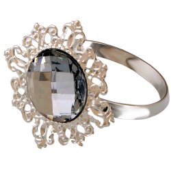 Icibgoods Round Metal Faux Diamond Ring Napkin Ring Set of 12 Rhinestone Silver