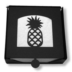 Iron 2-Piece Pineapple Flat Table Napkin Holder – Black Metal