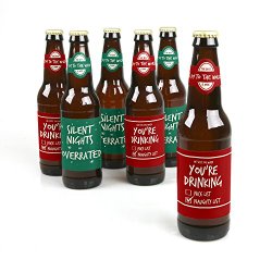 Red and Green – Holiday Beer Bottle Label Stickers – Set of 6