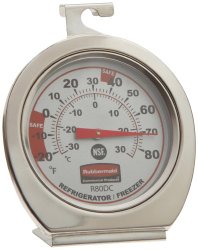 Rubbermaid Commercial FGR80DC Stainless Steel Refrigerator/Freezer Monitoring Thermometer, -20 to 80 Degrees