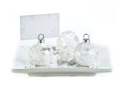 Snow Flurry Flocked Glass Ornament Place Card Holders (set of 6)