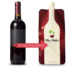 Wine Walker Portable Wine Bag Flask – Foldable & Flexible Pouch best for carrying Red or White Wine – Refillable, Reusable, Collapsible, Leakproof. 800ml. Holds a Full Bottle of Wine by Goodmanns.