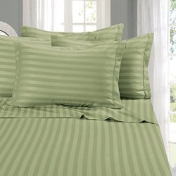 1500 Thread Count Egyptian Quality STRIPE 4 Piece Wrinkle Resistant Luxurious Sheet Set, Queen, Sage/Green