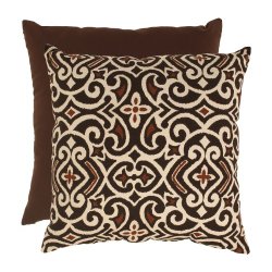 23″ Moraccan Flair Brown and Beige Damask Decorative Floor Pillow