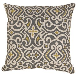 23″ Moraccan Flair Slate Gray and Chartreuse Yellow Damask Decorative Floor Pillow