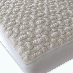 40-Winks Organic Cotton Pebble-Puff Waterproof Mattress Pad Protector, Natural, King