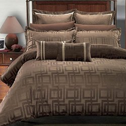 7PC- King/Cal-King Janet Jacquard Duvet Cover Set By Royal Hotel Collection