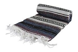 Authentic 6′ x 5′ Mexican Siesta Blanket (Blue)