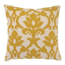 Azzure Marigold Yellow and White Damask Pattern Cotton Floor Pillow 23″ x 23″