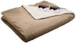 Biddeford 6003-9051136-713 84 by 90-Inch Heated Micro Mink/Sherpa Blanket, Queen, Linen