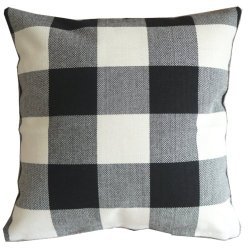 Black White Checkers Plaids Throw Pillow Case Sham Decor Cushion Covers Square 18×18 Inch Linen