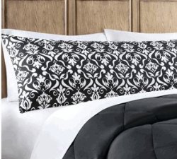 Black & White Damask Patterned Body Pillow Cover
