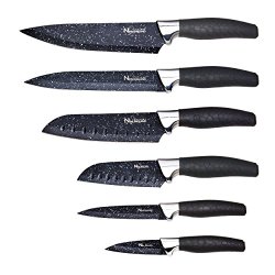 Chef Essential 6 Piece Knife Set With Matching Sheaths, New England Cutlery Series, Black