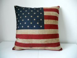 Cotton Linen Square Decorative Throw Pillow Case Cushion Cover US Flag 18 “X18 ” by decorbox