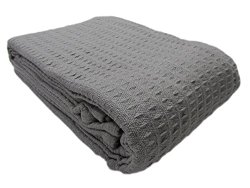 Cozy Bed – Santa Barbara Waffle Weave Cotton Blanket, Full/Queen, Gray