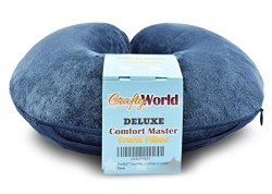 Crafty World Deluxe Master Neck Pillow with Washable Pillowcase (Dark Blue)