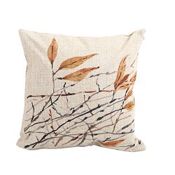 Createforlife Home Decor Cotton Linen Square Pillowcase Watercolor Art Tree Leaf Throw Pillow Sham Cushion Cover 18″ x 18″