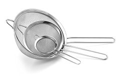 Culina Fine Mesh Stainless Steel Strainers, Silver, Set of 3