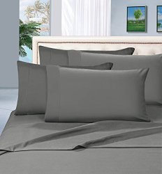 Elegant Comfort 1500 Thread Count Microfiber 4 Peice Bed Sheet Set, Wrinkle-Free and Fade Resistant  Queen, Gray