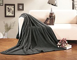 Elegant Comfort Micro-Fleece Ultra Plush Luxury Solid Blanket, King/California King, Gray