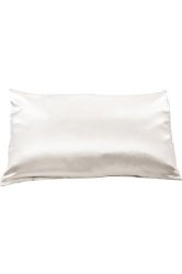 Fishers Finery 100% Pure Silk Pillowcase, Exceptional Value, Mulberry Silk, All Silk Front and Back No Cotton or Satin, 19mm, (White, Queen)