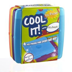 Fit & Fresh Cool Coolers Slim Lunch Ice Packs, Multicolored – Set of 4