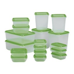 Ikea Food Container 601.496.73, Set of 17, Green
