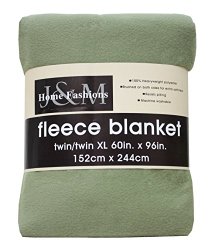 J & M Home Fashions Fleece Blanket, 60-Inch by 96-Inch, Oil Green