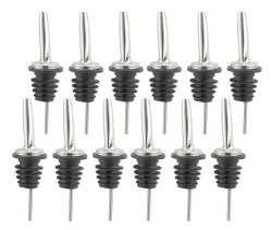 JBtek (12 Pack) Stainless Steel Classic Bottle Pourers w/ Tapered Spout