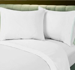 King Flat Sheet White Bedding 180 Thread Count Percale Hotel Linen