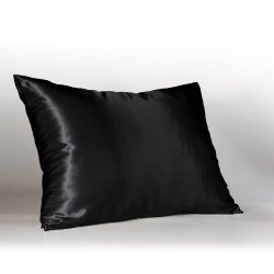 Luxury Black Satin Pillow Case w/Hidden Zipper, Standard